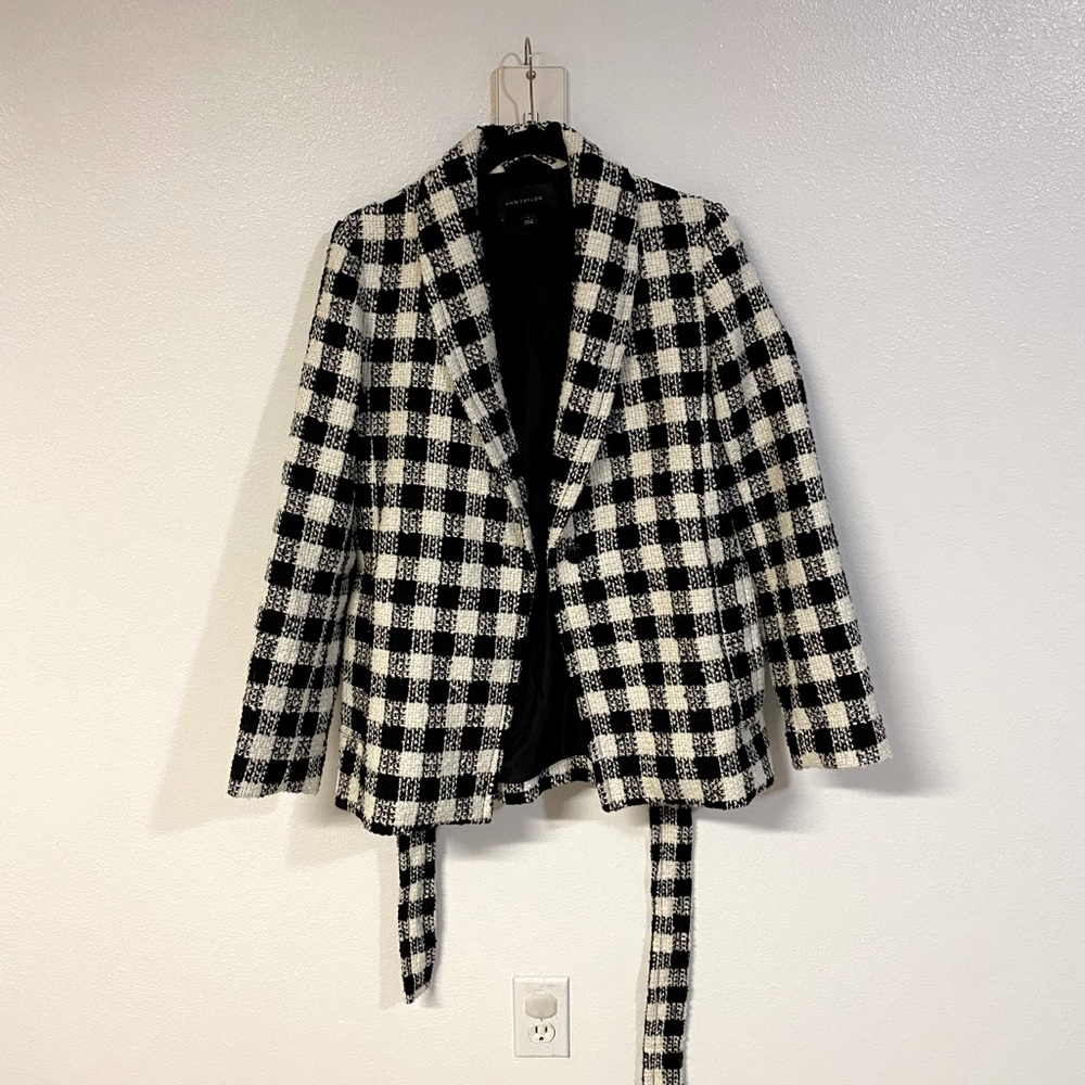 Ann Taylor Tweed Blazer with Belt and Pocket